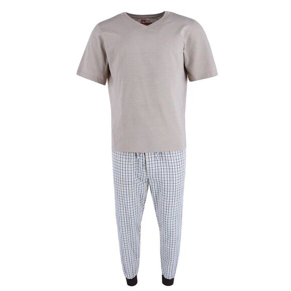 Ten West Apparel Men's V-Neck Top With Plaid Jogger Lounge Set - Picture 1 of 4